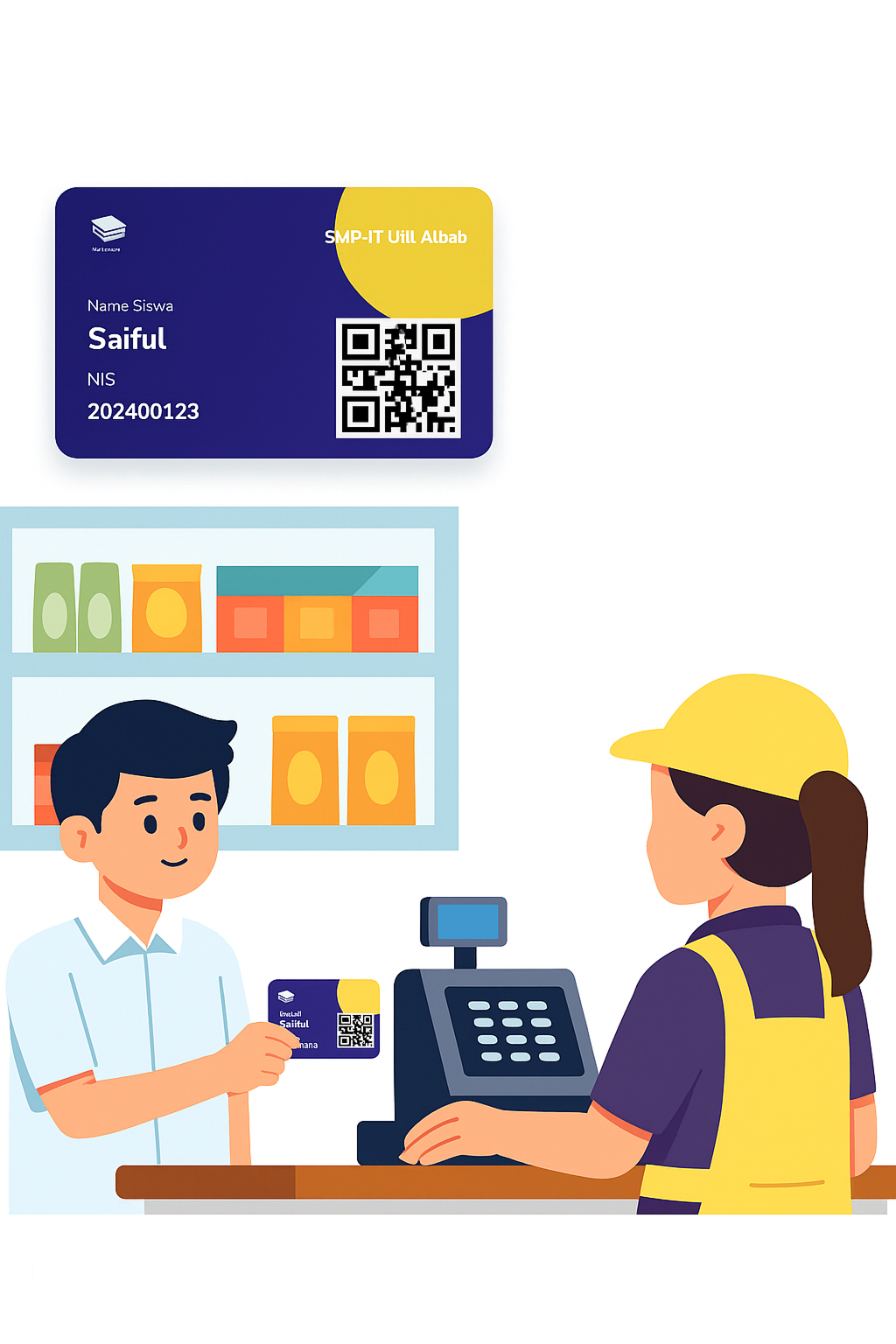 Kartu siswa untuk transaksi cashless di kantin sekolah