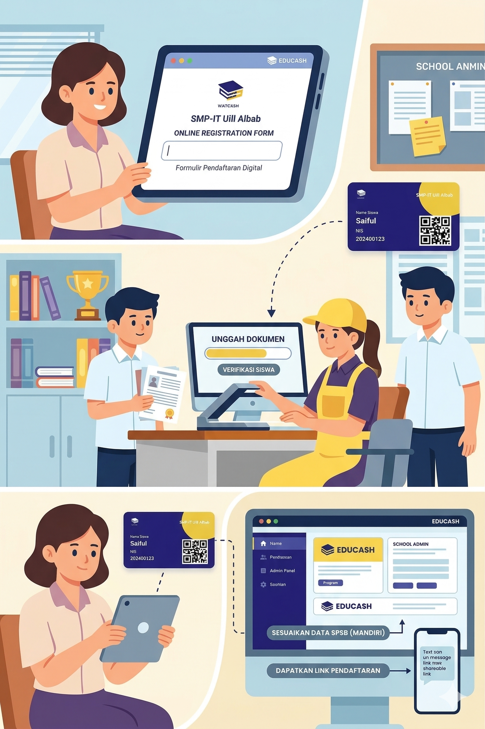 Fitur Pendaftaran Siswa Baru di EDUCASH